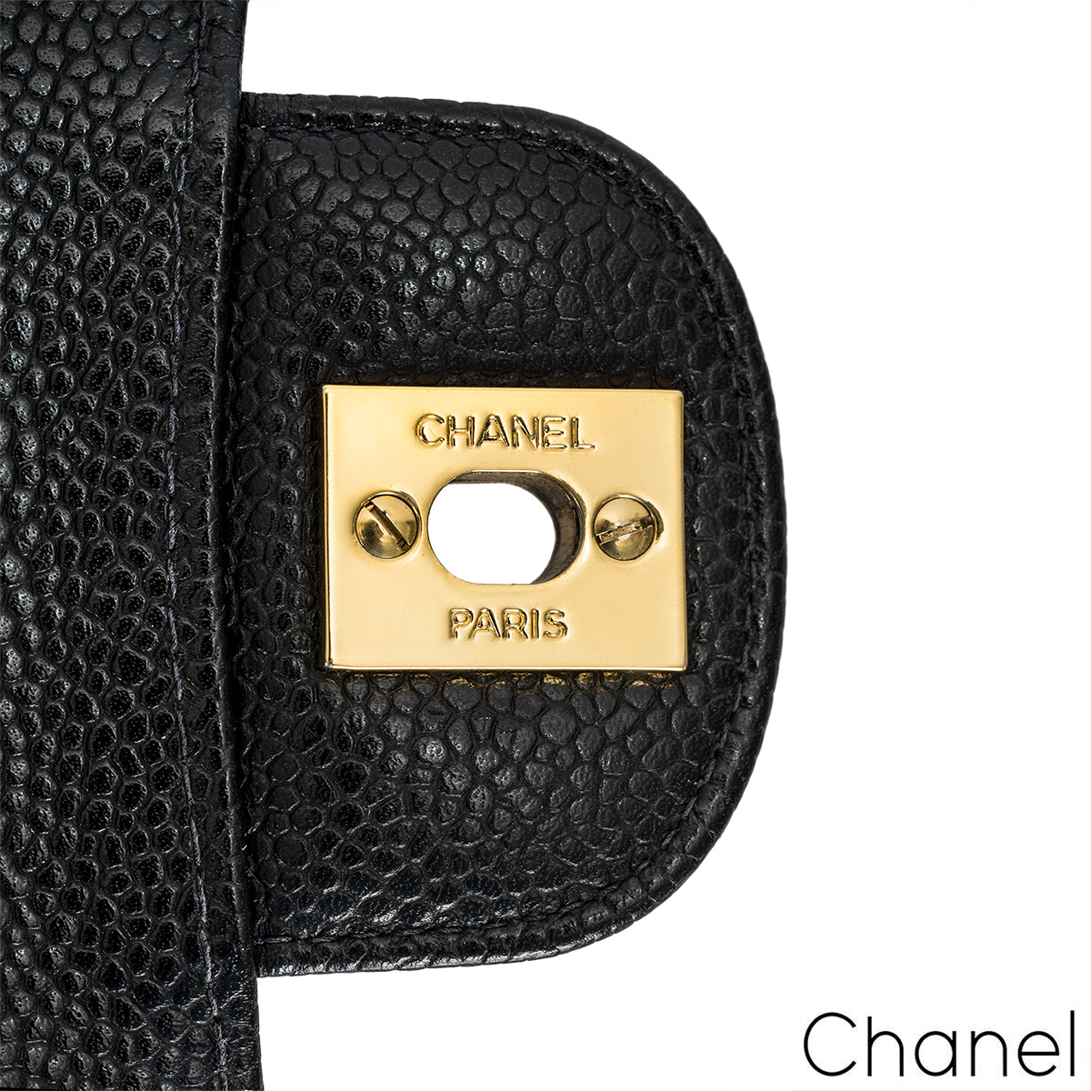 Chanel Vintage 24k Black Caviar Medium Classic Double Flap Bag